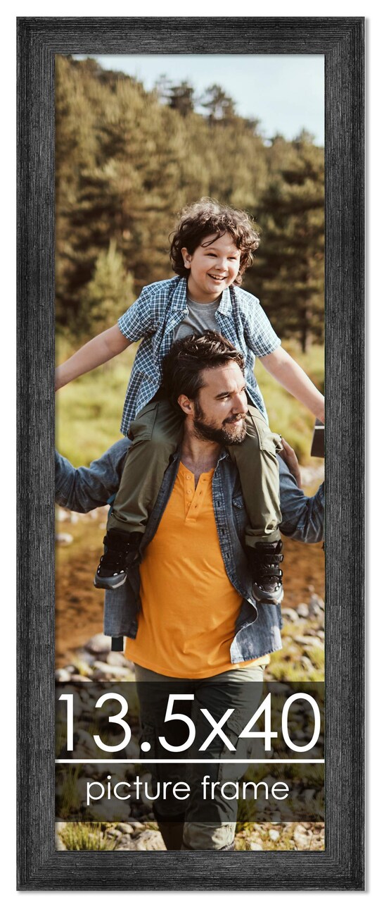 13.5x40 Wide Barnwood Picture Frame with UV-Resistant Acrylic & Acid Free Backing, Available in 6 Paint Finishes - Grey, Brown, White, and Black